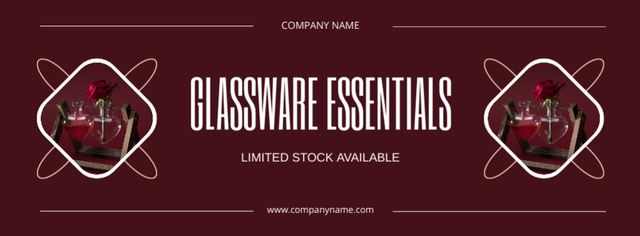 Plantilla de diseño de Limited Glassware Essentials Available Now Facebook cover 