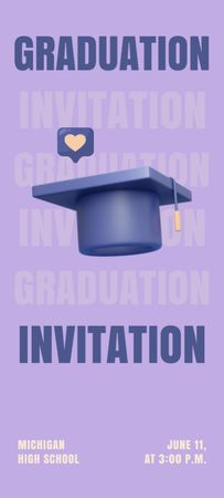 Graduation Party Alert on Purple Invitation 9.5x21cm Design Template