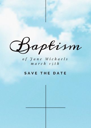 Baptism Ceremony Announcement with Clouds in Sky Invitation Modelo de Design