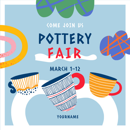 Pottery Fair Announcement with Bright Cup Instagram Design Template