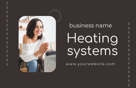 Heating Systems for Home on Brown Business Card 85x55mm Tasarım Şablonu