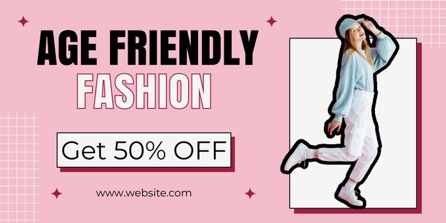 Fashionable Outfits With Discount In Pink Twitterデザインテンプレート