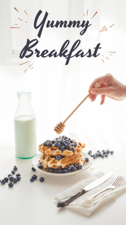 Yummy Breakfast Inspiration with Waffles and Honey Instagram Story tervezősablon