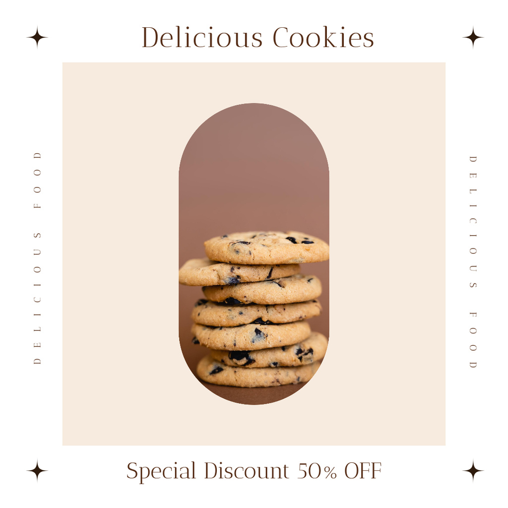 Delicious Oatmeal Cookies With Chocolate Chunks Instagram Tasarım Şablonu