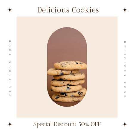 Delicious Oatmeal Cookies With Chocolate Chunks Instagram Design Template