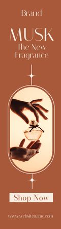 New Fragrance Ad with Perfume in Hands Skyscraper Tasarım Şablonu