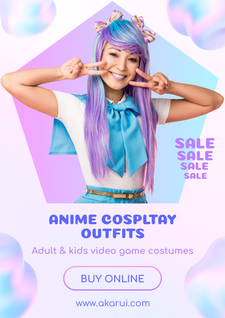 Girl in Anime Cosplay Outfit Poster Šablona návrhu