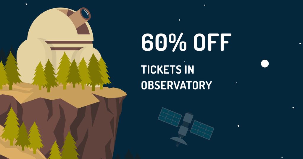 Illustration of Night Observatory Facebook AD Design Template