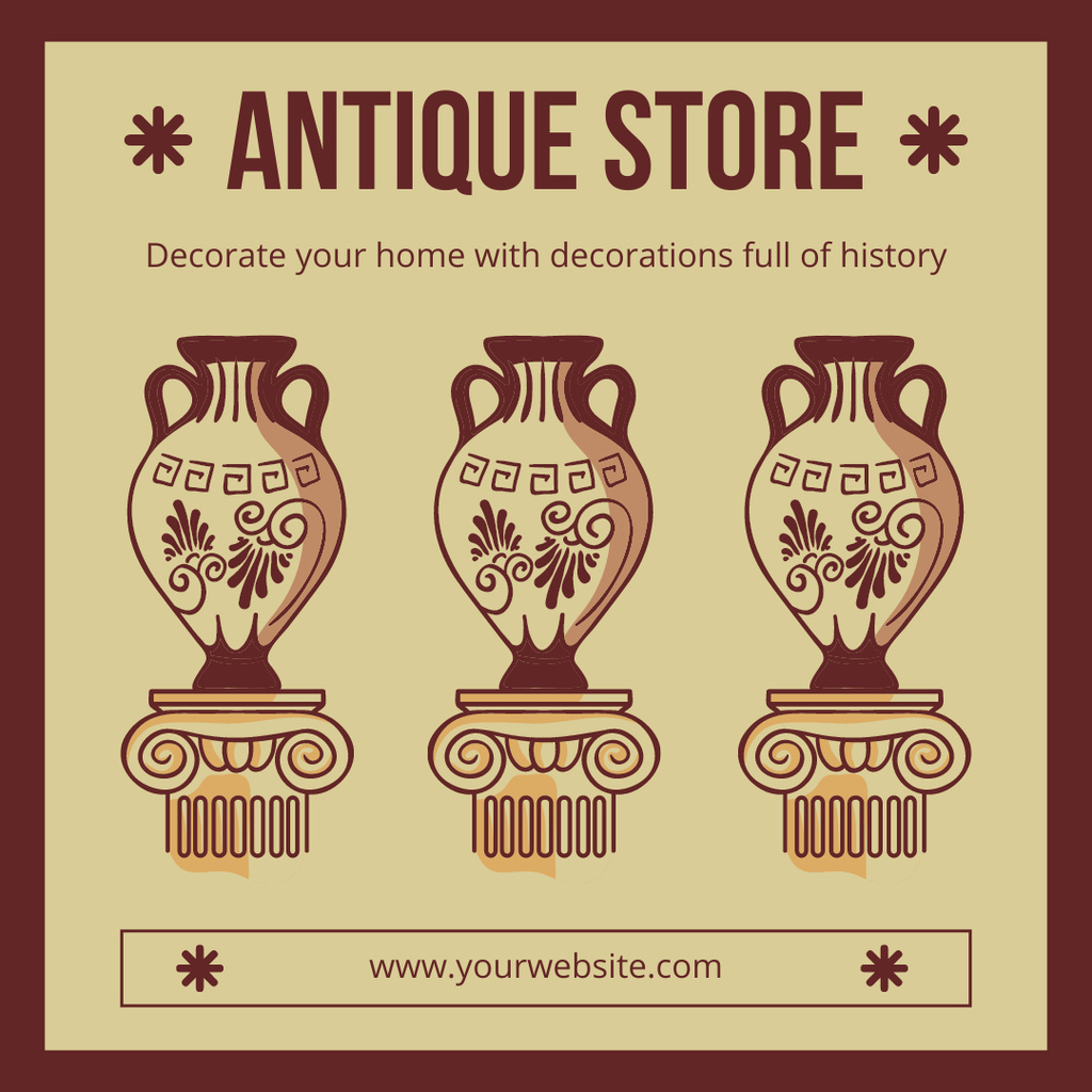 Designvorlage Chic Decor With Vases Offer in Antiques Shop für Instagram AD