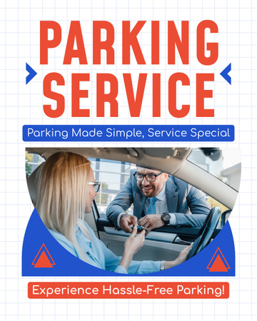 Designvorlage Special Offer for Parking Services with Woman Driving für Instagram Post Vertical