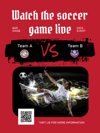 Soccer Game Live Translation Announcement Poster US Design Template