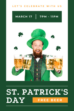 Ontwerpsjabloon van Pinterest van Iers bier voor Saint Patrick's Day