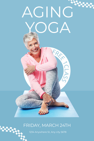 Plantilla de diseño de Práctica de yoga para personas mayores en marzo Pinterest 