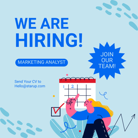 Vacancy Ad with Girl near Diagram Instagram Design Template