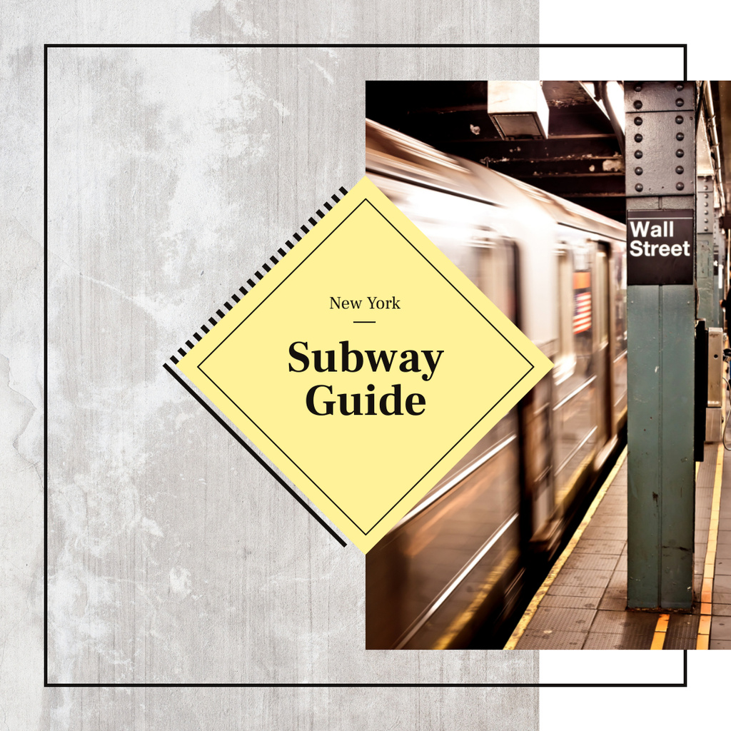 Designvorlage Train in New York subway für Instagram