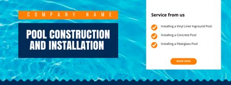 Designvorlage Offer of Services for Construction and Installation of Swimming Pools für Facebook cover