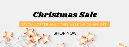 Christmas Sale Advertisement with Festive Garland of Stars Facebook cover Design Template