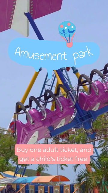Designvorlage Top-notch Amusement Park With Promo For Kid's Pass für TikTok Video