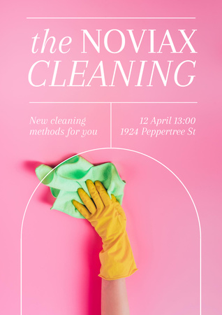 Cleaning Service Ad with Violet Glove Poster Design Template