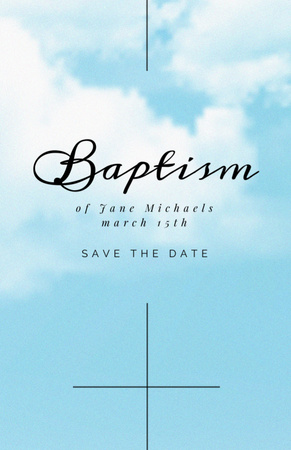 Rite of Baptism Announcement With Clouds In Sky Invitation 5.5x8.5in Design Template