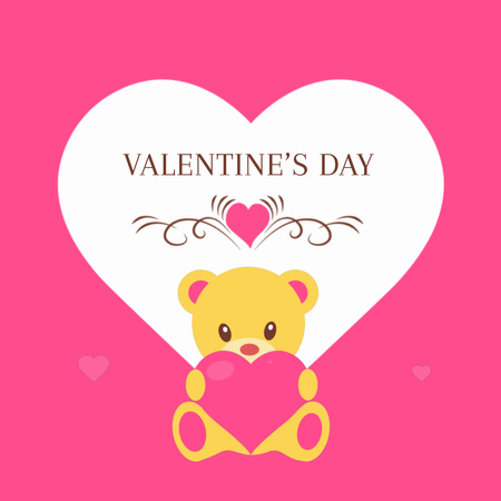 Platilla de diseño Pink Valentine's Card with Teddy Bear Animated Post