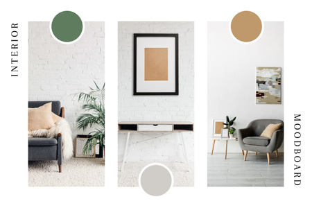 Calm Interior of Home in Grey and Beige Mood Board Πρότυπο σχεδίασης