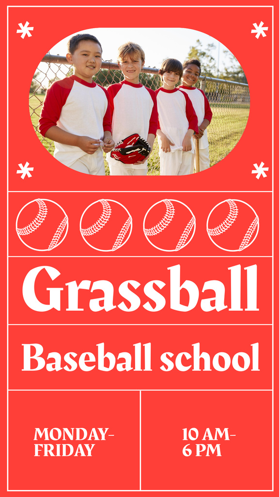 Designvorlage Baseball for Kids für Instagram Story