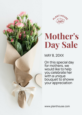 Mother's Day Sale with Beautiful Bouquet Flayer Design Template