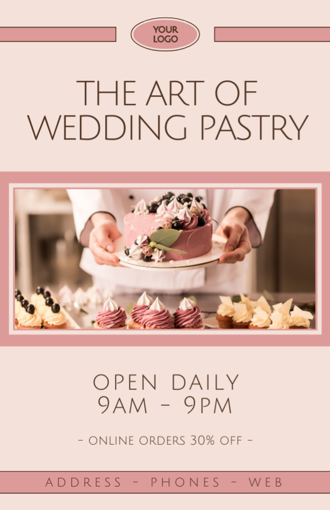 Offering Delicious Wedding Cakes as Works of Art Recipe Card Modelo de Design