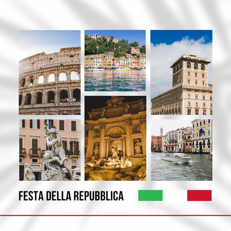 Plantilla de diseño de Saludo en el Día de la República de Italia con Sightseeings Instagram 