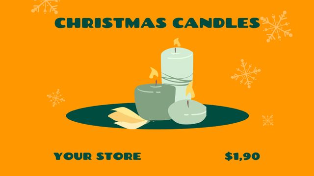 Christmas Candles Sale Offer Label 3.5x2in Design Template