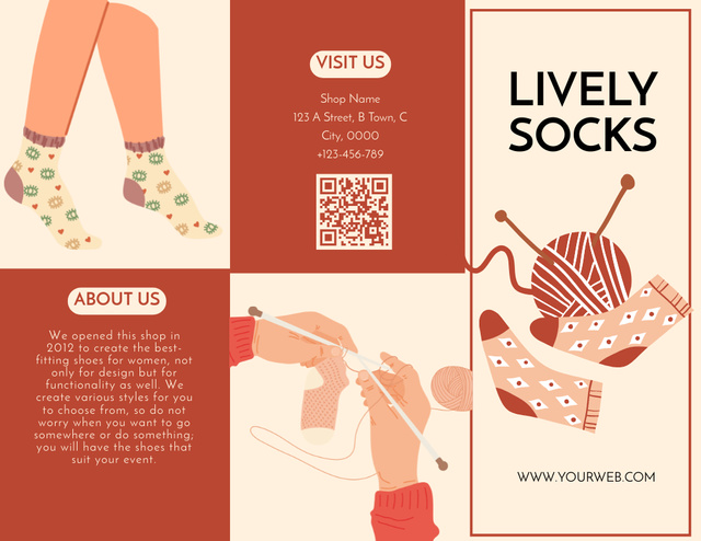 Sale of Handmade Knitted Socks Brochure 8.5x11inデザインテンプレート
