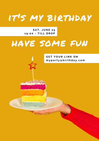 Virtual Birthday Party Poster Design Template