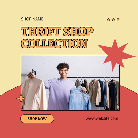 Thrifting shop collection for men Instagram AD Design Template