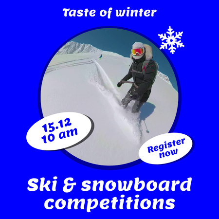 Anúncio das Competições de Esqui e Snowboard Animated Post Modelo de Design