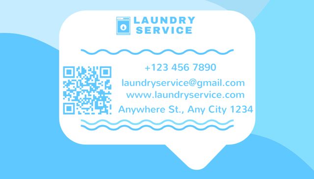 Laundry Service Offer with Contacts Data Business Card US Šablona návrhu