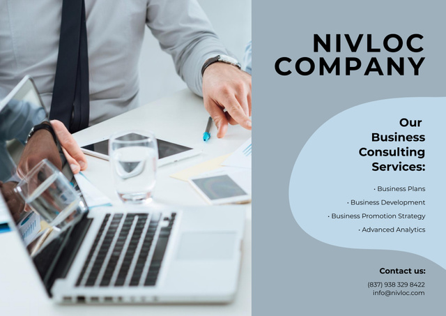 Modèle de visuel Professional Business Consulting Services Ad with Laptop - Poster B2 Horizontal