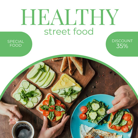 Ontwerpsjabloon van Instagram van Healthy Street Food Ad