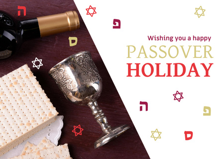 Passover Holiday Greeting With Wine And Bread Postcard 5x7in Design Template