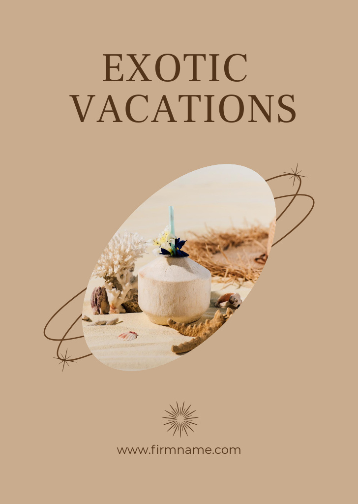 Exotic Vacations Offer With Souvenirs Postcard A6 Vertical Design Template
