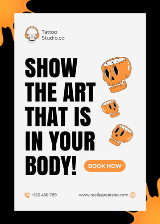 Tattoo Studio With Inspirational Art Quote Flayer Design Template