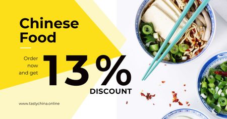Discount for Chinese food Restaurant Facebook AD Design Template