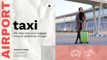 Repülőtéri taxi szolgáltatás és poggyászsegítség Full HD video tervezősablon