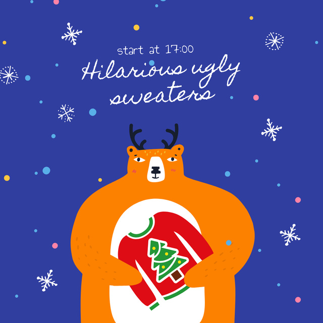 Ugly Christmas Sweater Party Instagram tervezősablon