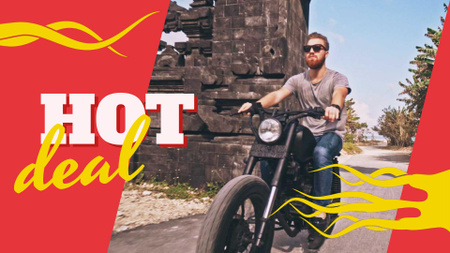 Man Riding Motorcycle on a Road Full HD video – шаблон для дизайну