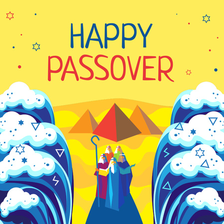 History of Passover Holiday And Lovely Greetings Instagram Design Template