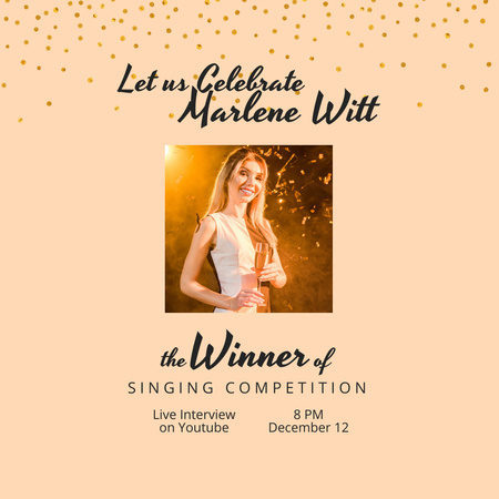 Ontwerpsjabloon van Instagram van Singing Competition Winner Announcement