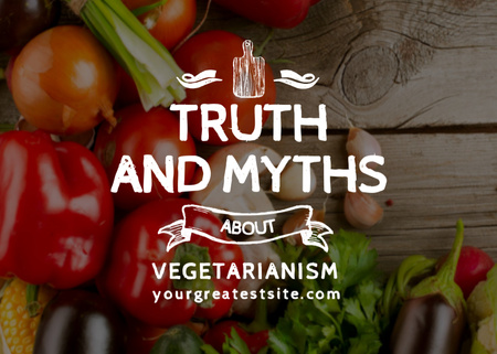 Plantilla de diseño de Vegetarian Food Ad with Vegetables on Wooden Table Flyer 5x7in Horizontal 