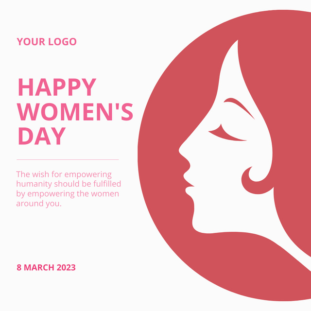 International Women's Day with Woman's Face Illustration Instagram Tasarım Şablonu