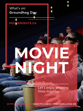Modèle de visuel Movie Night Event Woman in 3d Glasses - Poster US